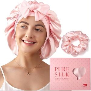 LitBear 100% Mulberry Silk Bonnet for Sleeping Women, 6A 22 Momme, Large Double-